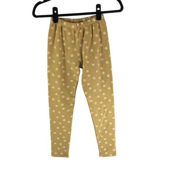 Rylee + Cru Girls Knit Leggings Sunburst Polka Dot Mustard Yellow Gold 12-14Y - Picture 1 of 3